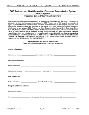 California Smog Check Inspection Station Enrollment Form
