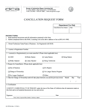 California Cancellation Request Form