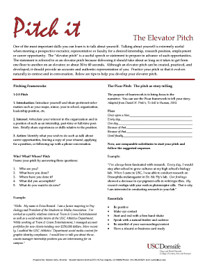 Elevator pitch format - Pitch it - dornsifeuscedu - dornsife usc