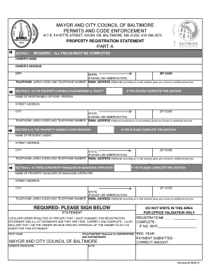 Baltimore Property Registration Statement