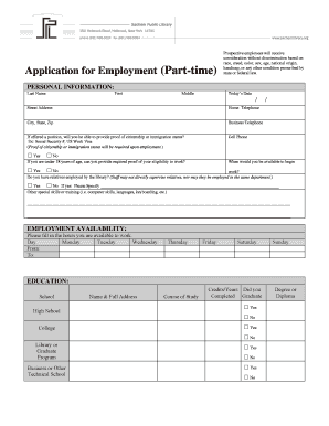 Application for Employment (Part-time)