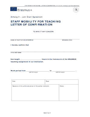 Staff Mobility for Teaching Confirmation Letter