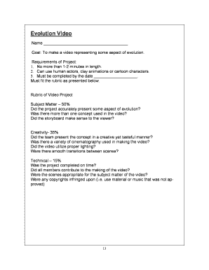 Evolution Video Project Assignment