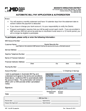 Modesto Irrigation District Automatic Bill Pay Application