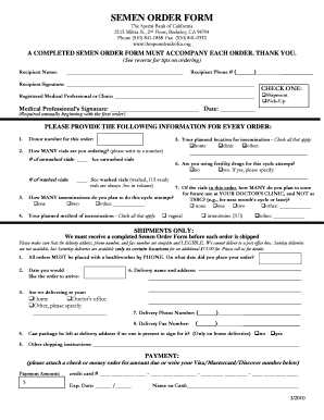 Semen Order Form