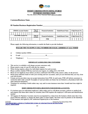 Debit Order Switching Form