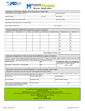 Modesto Irrigation District MPower Home Rebate Application