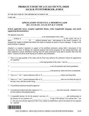 IN THE MATTER OF THE MINOR SETTLEMENT OF