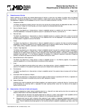 Discontinuance &amp; Restoration of Service