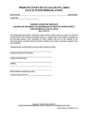 Ohio Verification of Service Form