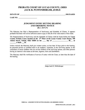 Ohio Judgment Entry Setting Hearing and Ordering Notice