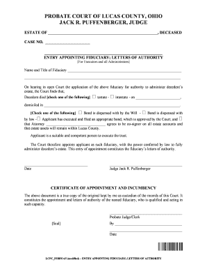 Ohio Probate Court Fiduciary Appointment Form