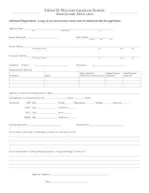 Graduate Assistantship Application