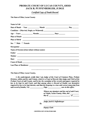 Ohio Death Record Certification