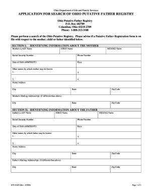 Ohio Putative Father Registry Search Application