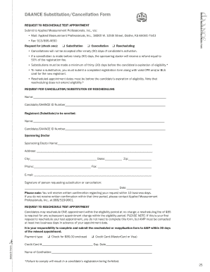 DAANCE Substitution/Cancellation Form