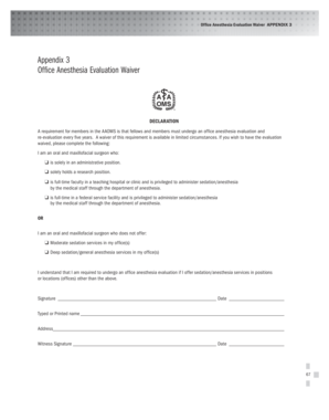 Office Anesthesia Evaluation Waiver