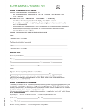 DAANCE Substitution/Cancellation Form