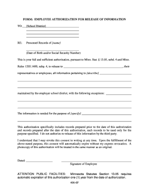 Employee Authorization for Release of Information