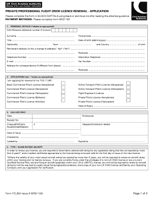 UK Flight Crew Licence Renewal Application