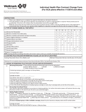 Individual Health Plan Contract Change Form