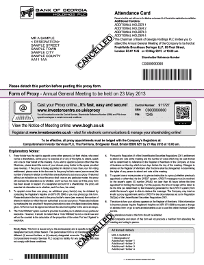 Bank of Georgia Holdings PLC Annual General Meeting Proxy Form