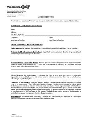 Wellmark Health Information Authorization Form