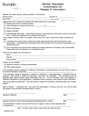 Member Requested Authorization for Release of Information