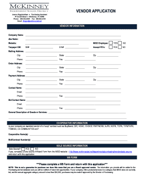 Vendor Application Form