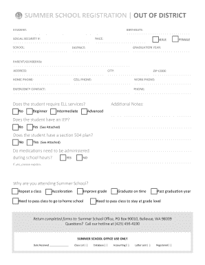 Summer School Registration Form