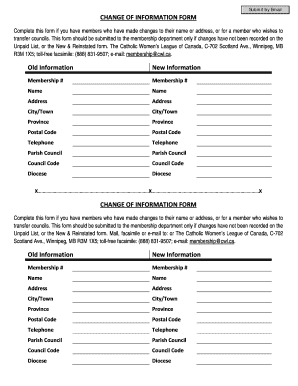 Change of Information Form