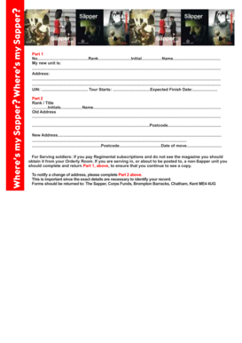 Sapper Magazine Address Change Form