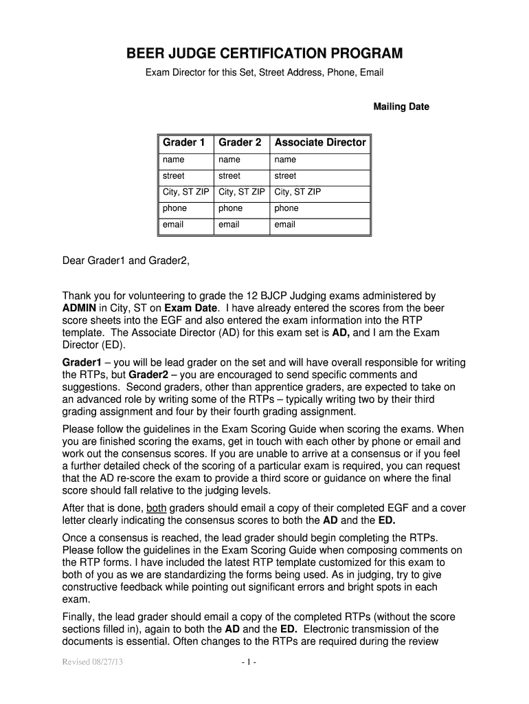 Fillable Online bjcp BEER JUDGE CERTIFICATION PROGRAM Fax