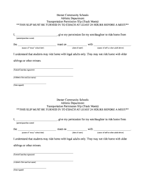 Permission slip example - Athletic Department Transportation Permission Slip Track - dexterschools