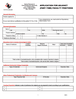 California Community College Job Application Form