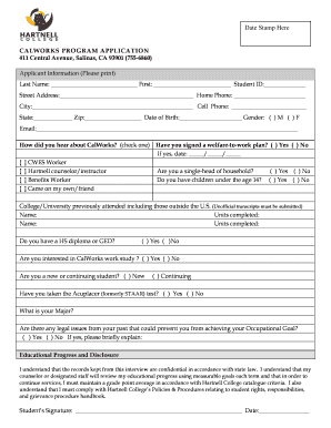 CalWORKs Program Application