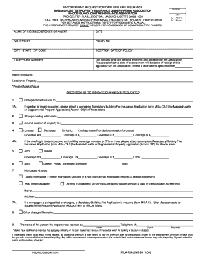 Endorsement Request for Dwelling Fire Insurance