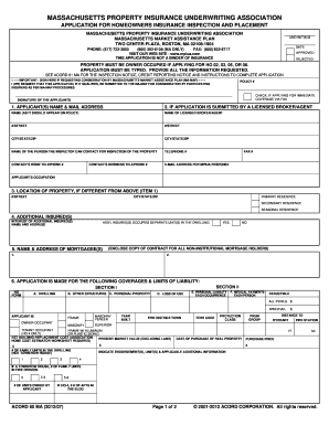 Massachusetts Homeowners Insurance Application