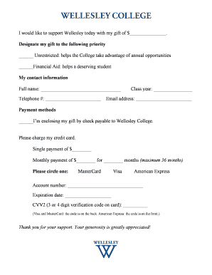 Wellesley College Donation Form