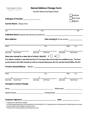 Name Address Change Form