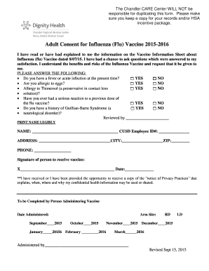 Adult Consent for Influenza Vaccine