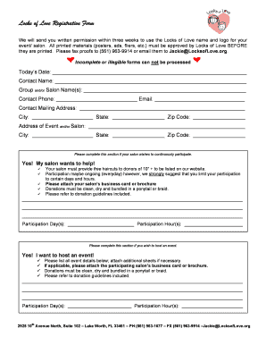 Locks of Love Registration Form