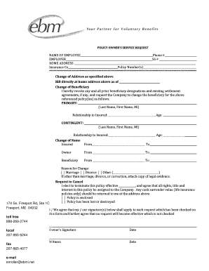 Policy Owner's Service Request Form