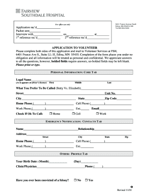 Application to Volunteer