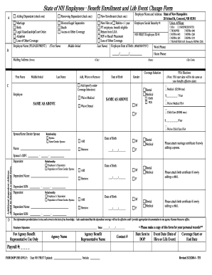 State of New Hampshire Employee Benefit Enrollment Form