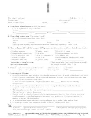 Authorization for Release of Protected Health Information