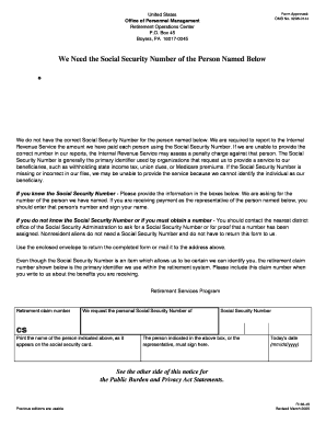 US Federal Social Security Number Update Form