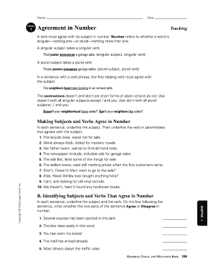 English Grammar Exercise on Subject-Verb Agreement