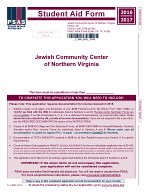 Student Aid Form 2016