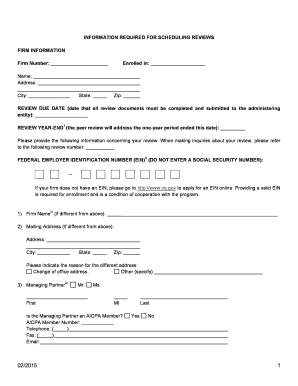 AICPA Peer Review Scheduling Form